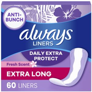 Always Xtra Protection 3-in-1 Daily Liners for Women, Extra Long Length, 60 CT