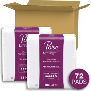 Poise Incontinence Pads & Postpartum Incontinence Pads, 8 Drop Overnight Absorbency, Extra-Coverage Length, 72 Count, Packaging May Vary - Image 2