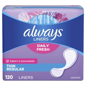 Always Daily Fresh Thin Panty Liners, Regular Absorbency, Unscented, 120 Count - Image 6