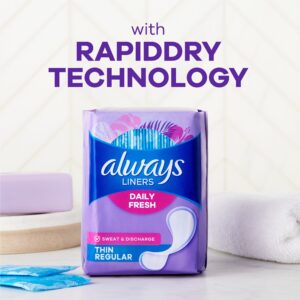 Always Daily Fresh Thin Panty Liners, Regular Absorbency, Unscented, 120 Count - Image 7