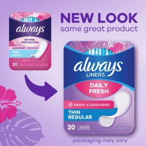Always Daily Fresh Thin Panty Liners, Regular Absorbency, Unscented, 120 Count - Image 11