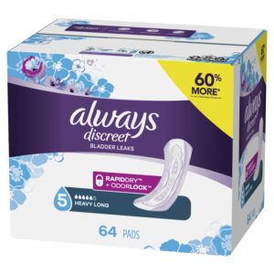 Always Discreet Incontinence Pads for Women, Heavy Absorbency, Long Length, 64 Count - Image 3