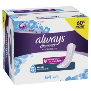 Always Discreet Incontinence Pads for Women, Heavy Absorbency, Long Length, 64 Count - Image 5