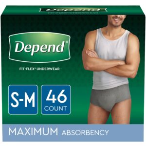 Depend Fit-Flex Incontinence Underwear for Men, Maximum Absorbency, Small/Medium, Grey, 46 Count - Image 1