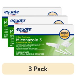 Equate Miconazole 3 Day Combination Pack with Suppositories & Cream, 2.5 g each + 9g tube, Compare to Monistat® 3 Active Ingredients - Image 8