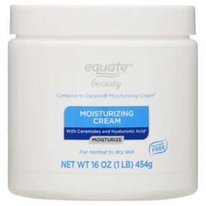 Equate Moisturizing Cream with Ceramides and Hyaluronic Acid for Face Care of Normal to Dry Skin, Fragrance Free, 16 oz, Compare to CeraVe® Moisturizing Cream