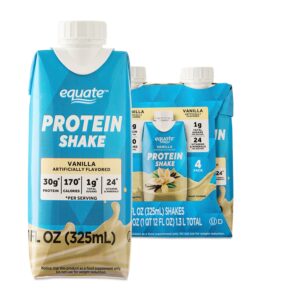 Equate High Performance Protein Shake, Vanilla, 30g Protein, 11 fl oz, 4 Count