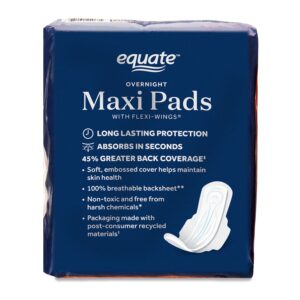 Equate Overnight Maxi Pads with Wings, Size 4, Overnight Protection (26 Count) - Image 3