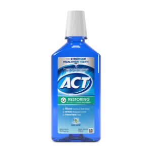 ACT Restoring Anticavity Fluoride Mouthwash With 11% Alcohol, Repairs Enamel & Strengthens Teeth, Cool Mint, 33.8 fl. oz. - Image 4