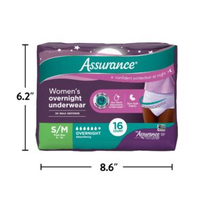 Assurance Women's Overnight Incontinence & Postpartum Underwear, S/M, Ultimate Absorbency (16 Count) - Image 8