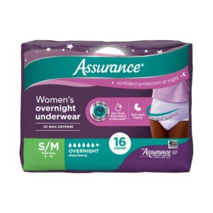 Assurance Women's Overnight Incontinence & Postpartum Underwear, S/M, Ultimate Absorbency (16 Count) - Image 10