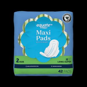 Equate Long Maxi Pads with Wings, Unscented, Super Absorbency (168 Count) - Image 9