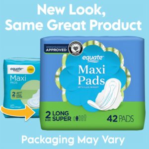 Equate Long Maxi Pads with Wings, Unscented, Super Absorbency (168 Count) - Image 10
