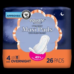 Equate Maxi Pads with Wings, Unscented, Overnight, Size 4 (78 Count) - Image 9