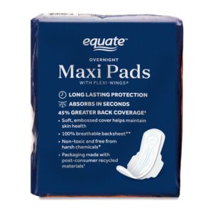 Equate Maxi Pads with Wings, Unscented, Overnight, Size 4 (78 Count) - Image 11
