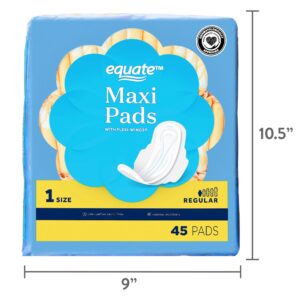 Equate Maxi Pads with Wings, Unscented, Regular, Size 1, (180 Count) - Image 7