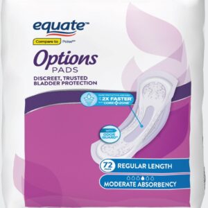 Equate Options Women's Incontinence Pads, Moderate Absorbency, Regular Length (72 Count), Compare to Poise® - Image 7