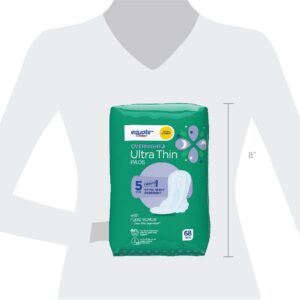 Equate Ultra Thin Pads with Wings, Extra Heavy Overnight, Unscented, 68 Count - Image 10