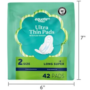 Equate Ultra Thin Pads with Wings, Size 2, Long Super Protection (42 Count) - Image 8