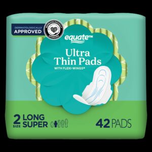 Equate Ultra Thin Pads with Wings, Size 2, Long Super Protection (42 Count) - Image 12