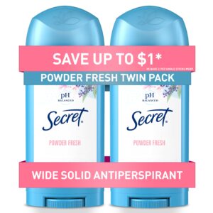 Secret Solid Antiperspirant Deodorant, Powder Fresh, 2.7 oz, Twin Pack