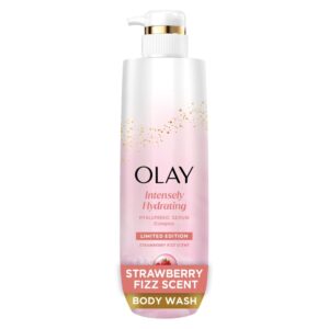 Olay Intensely Hydrating Body Wash with Hyaluronic Serum Complex, Strawberry Fizz Scent, 20 fl oz - Image 1