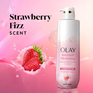 Olay Intensely Hydrating Body Wash with Hyaluronic Serum Complex, Strawberry Fizz Scent, 20 fl oz - Image 7