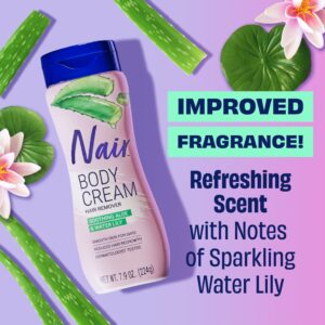 Nair Body Cream Hair Remover, Soothing Aloe & Water Lily, Body Hair Removal Cream for Women, 7.9 oz - Image 2