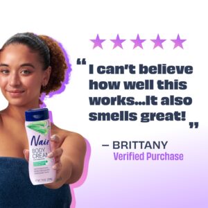 Nair Body Cream Hair Remover, Soothing Aloe & Water Lily, Body Hair Removal Cream for Women, 7.9 oz - Image 5