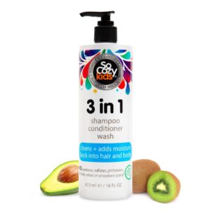 SoCozy Kid's 3-in-1 Moisturizing Shampoo & Conditioner Body Wash, for All Hair Types,16 fl oz - Image 1