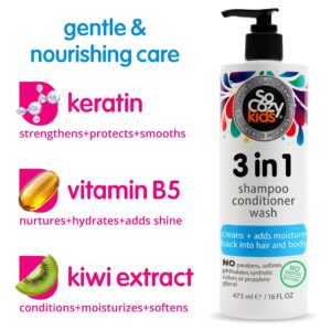 SoCozy Kid's 3-in-1 Moisturizing Shampoo & Conditioner Body Wash, for All Hair Types,16 fl oz - Image 3