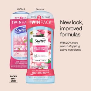 Suave Antiperspirant Deodorant For Women, Wild Cherry Blossom, 2.6 oz Twin Pack - Image 4
