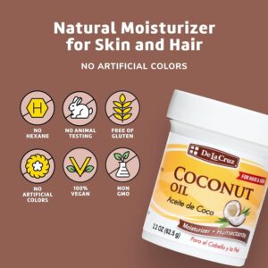 De La Cruz Expeller Pressed Coconut Oil for Dry Skin and Hair Moisturizer, 2.2 oz - Image 9