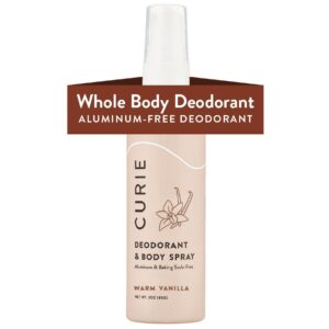 Curie Whole Body Deodorant Spray, for Men and Women, Aluminum-Free, Warm Vanilla, 3 fl oz - Image 1