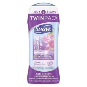 Suave Antiperspirant Deodorant, Sweet Pea, 2.6 oz, 2 Pack - Image 1