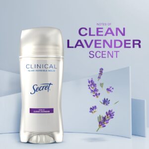 Secret Clinical Invisible Solid Antiperspirant and Deodorant for Women Stick, Clean Lavender, 2.6 oz - Image 6