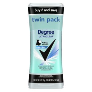 Degree Ultra Clear Long Lasting Women's Antiperspirant Deodorant Stick Twin Pack, Pure Clean, 2.6 oz - Image 1