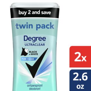 Degree Ultra Clear Long Lasting Women's Antiperspirant Deodorant Stick Twin Pack, Pure Clean, 2.6 oz - Image 2