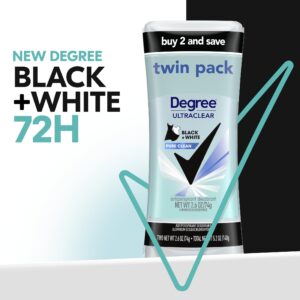 Degree Ultra Clear Long Lasting Women's Antiperspirant Deodorant Stick Twin Pack, Pure Clean, 2.6 oz - Image 4