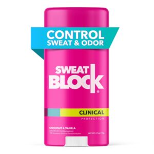 SweatBlock Deodorant for Women - Clinical Antiperspirant, 48-Hour Sweat & Odor Protection, Coconut & Vanilla - Image 1