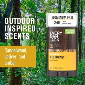 Every Man Jack Men's Aluminum Free Natural Deodorant for Odor Protection, Sandalwood, 3 oz - Image 4