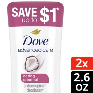 Dove Advanced Care Antiperspirant Deodorant Stick Caring Coconut, 2.6 oz Twin Pack - Image 2