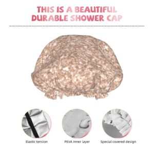 Disketp Beige Sparkling Glitter Shower Caps,Reusable Shower Cap For Women, Double Layer Waterproof Hair Cap, Large Size For All Hair Lengths,For Girls Spa Home Salon Use - Image 5