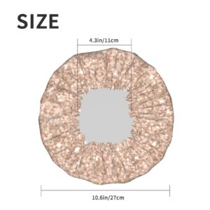 Disketp Beige Sparkling Glitter Shower Caps,Reusable Shower Cap For Women, Double Layer Waterproof Hair Cap, Large Size For All Hair Lengths,For Girls Spa Home Salon Use - Image 6