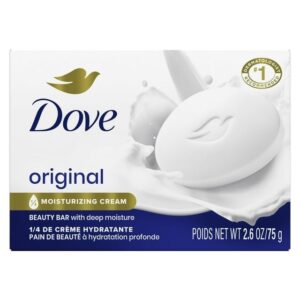 Dove Beauty Bar Soap for Women Original with 1/4 Moisturizing Cream All Skin, 2.6 oz - Image 1