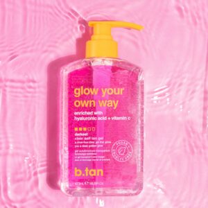 b.tan Glow Your Own Way Clear Self Tan Gel enriched with hyaluronic acid + vitamin c, no rinse required - Image 3