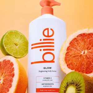 Billie Glow Brightening Women's Body Lotion, Citrus Woods Scent, With Vitamin C, 18 fl oz - Image 3