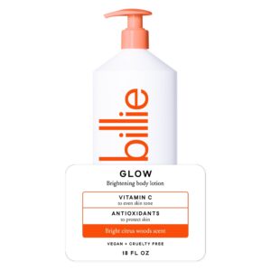 Billie Glow Brightening Women's Body Lotion, Citrus Woods Scent, With Vitamin C, 18 fl oz - Image 9