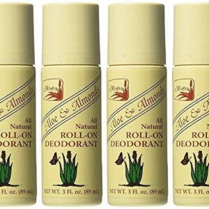 Alvera All Natural Roll-On Deodorant Aloe & Almonds - 3 Fl Oz, 4 pack - Image 1
