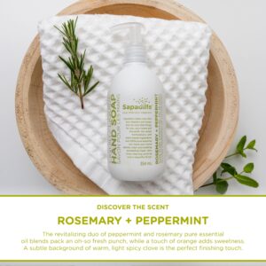 Sapadilla Liquid Hand Soap - Rosemary + Peppermint - Made with 100% Pure Essential Oil Blends, Cleansing & Moisturizing, Aromatic & Fragrant Hand Soap, Plant Based, Biodegradable, 12 Ounce (Pack of 1) - Image 3